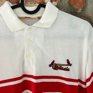 RARE VTG Logo 7 St. Louis Cardinals Mens Polo Shirt M 20x27